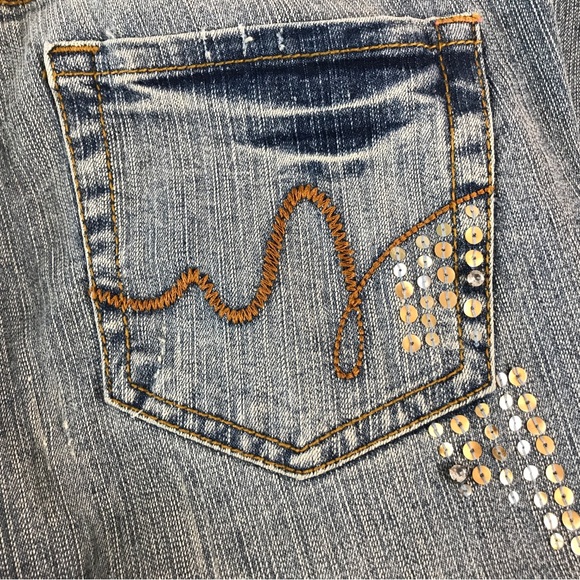 Vintage Flares Jeans NWOT Premium Denim Embellished Sequins Cache - Picture 7 of 9